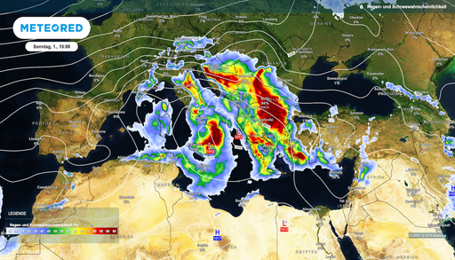 &Ouml;stliches Mittelmeer: wieder heftige Regeng&uuml;sse und Gewitter! Herbsturlauber aufgepasst &ndash; eisige H&ouml;henluft mischt mit