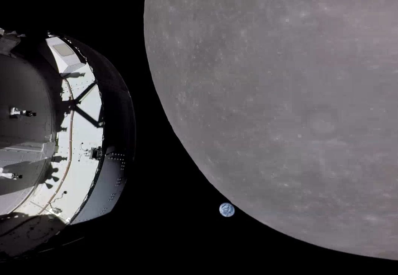 Pôr do Sol da Terra visto de Órion. Crédito da imagem: NASA, Artemis I