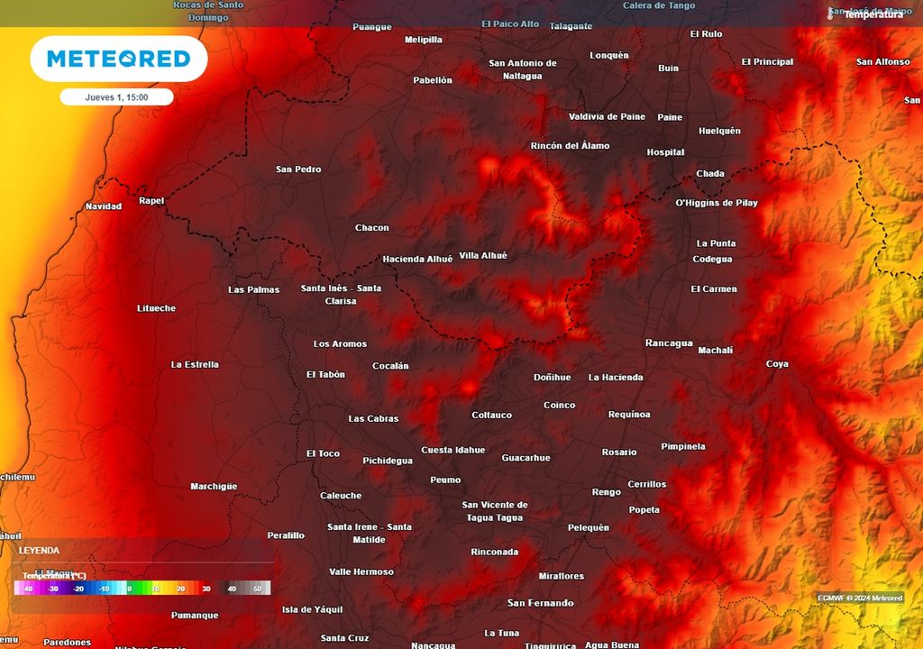 temperatura prevista por el modelo del ECMWF temperatura prevista por el modelo del ECMWF