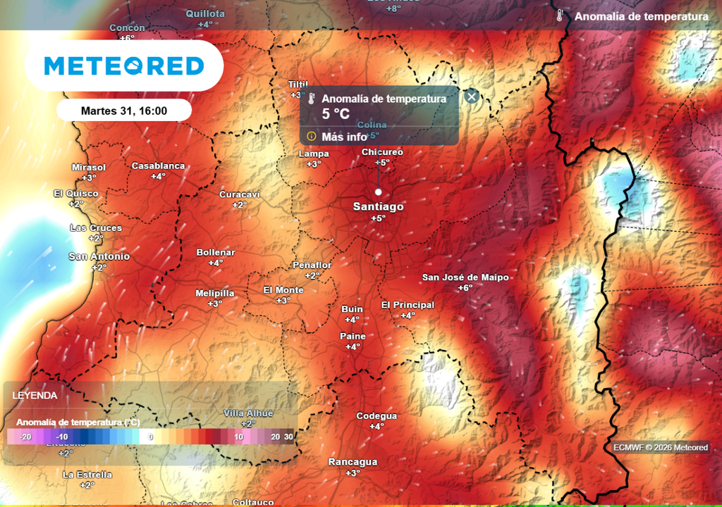 Anomalías Se podría registrar una nueva ola de calor en Santiago: temperaturas deben superar o igualar los 30,2 °C en Quinta Normal.