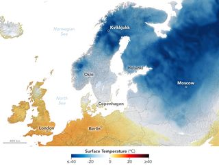Ola de frío extrema en los países nórdicos con temperaturas del orden de - 40 ºC o menos