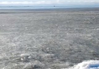 El frío extremo generó un fenómeno pocas veces visto: ríos y olas congeladas en el sur de Argentina