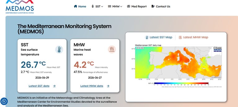 Nuevo portal web para la vigilancia y monitorizaci&oacute;n de las olas de calor marinas en el Mediterr&aacute;neo: MEDMOS
