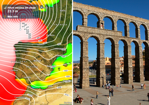 Olas tan altas como el acueducto de Segovia: ma&ntilde;ana la borrasca Ingrid levantar&aacute; olas de 23 metros