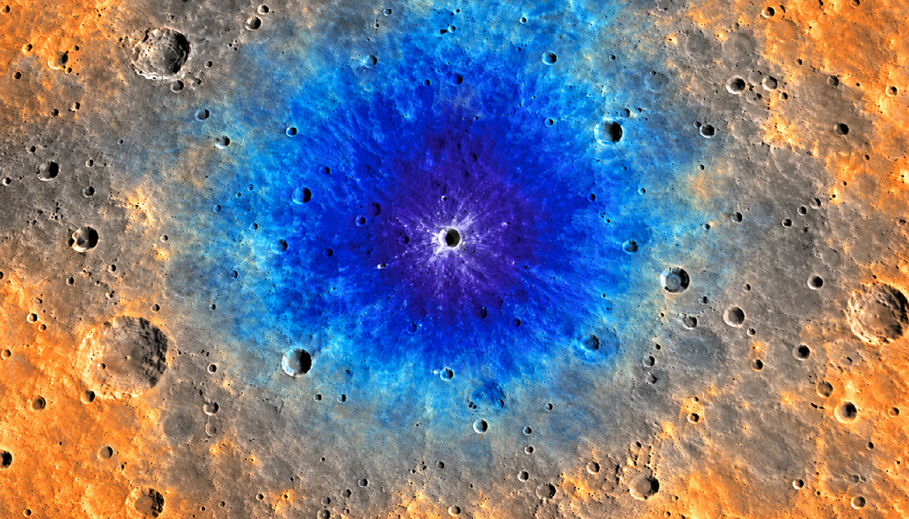 Cratere McGetchin Rappresentazione grafica della “cold spot” individuata nelle osservazioni notturne di Diviner: l’area interessata si estende per circa 7 km ed è più fredda del terreno circostante.