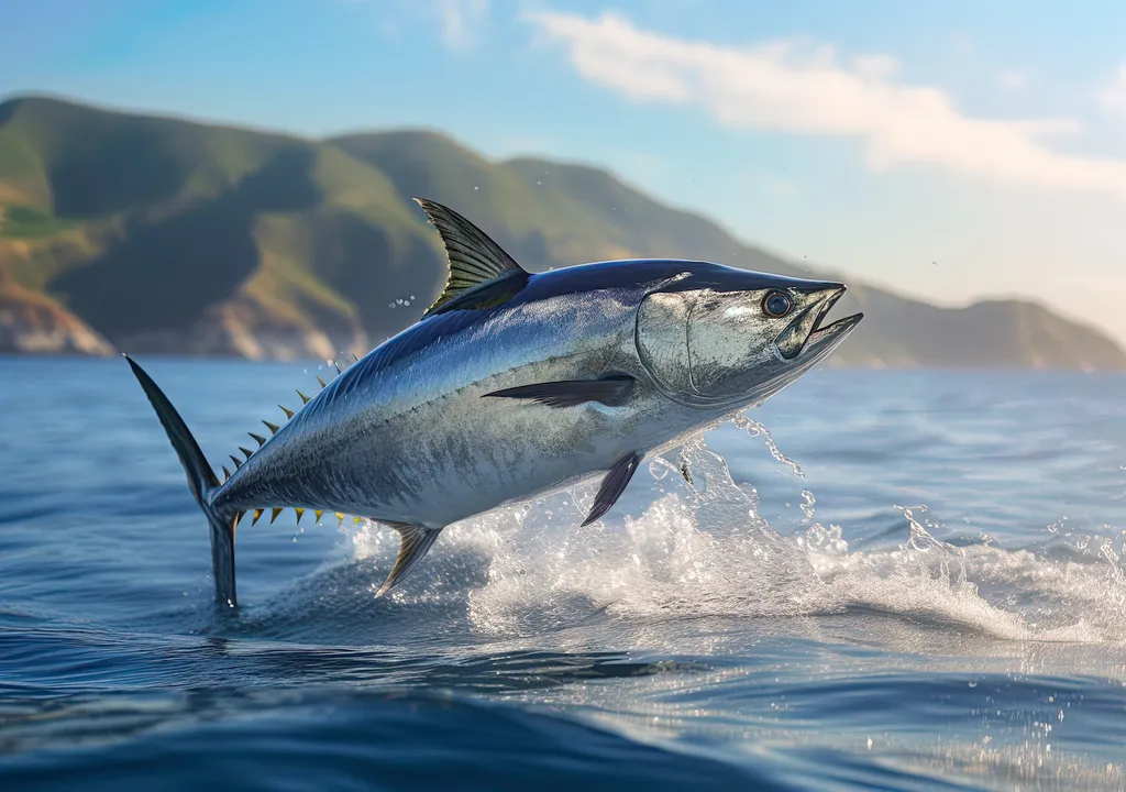 The bluefin tuna has a torpedo-shaped body, as a formidable predator and a source of prey in the ocean, where it migrates widely.