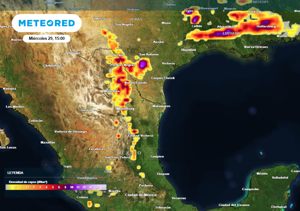 Posibles tormentas y formación de torbellinos y tornados para este miércoles.