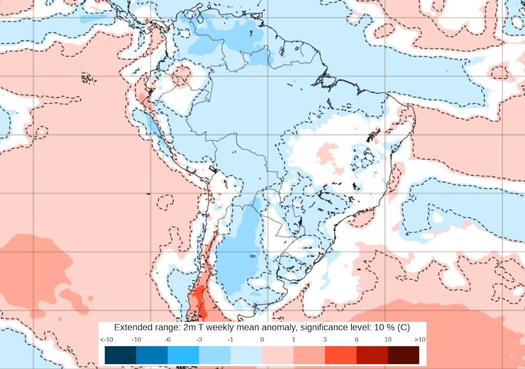 Previsão de anomalia de temperaturas para a primeira semana de Fevereiro Previsão de anomalia de temperaturas para a primeira semana de Fevereiro