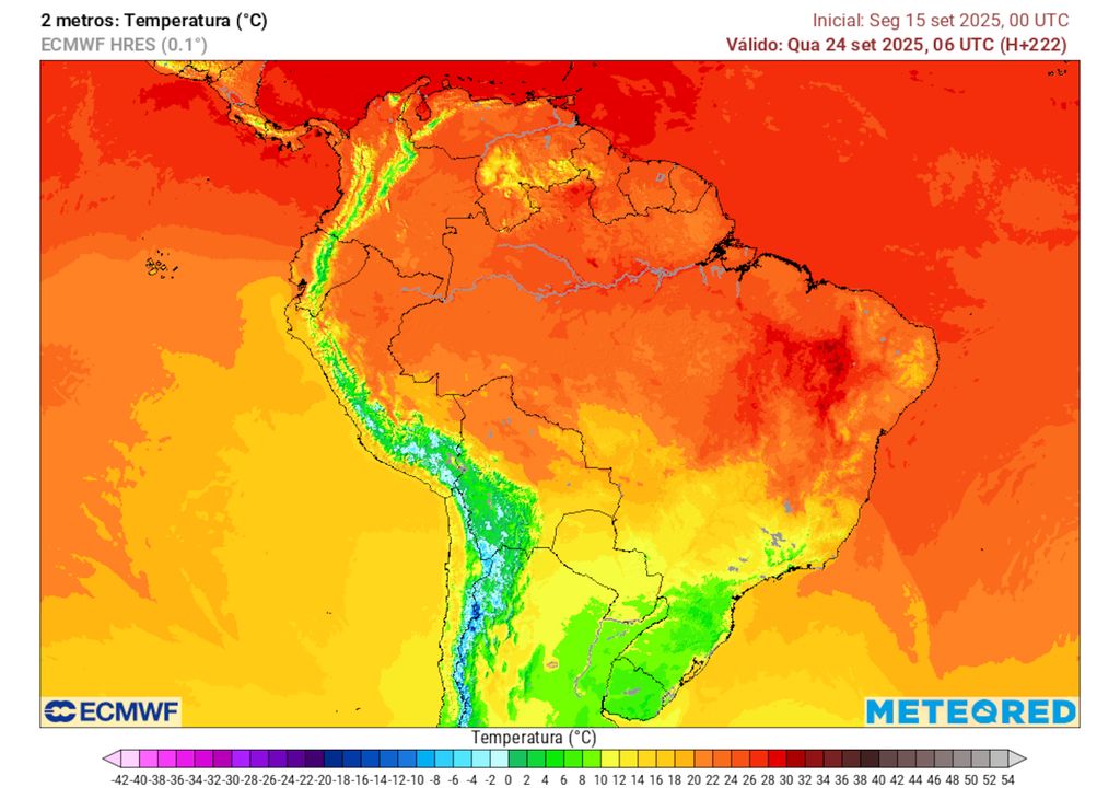 Previsão de temperaturas mínimas no dia 24 de Setembro.