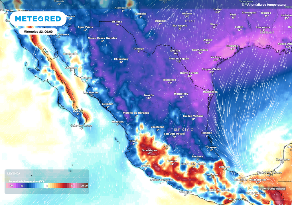 Anomalía de temperaturas en grados Celsius Anomalía de temperaturas en grados Celsius