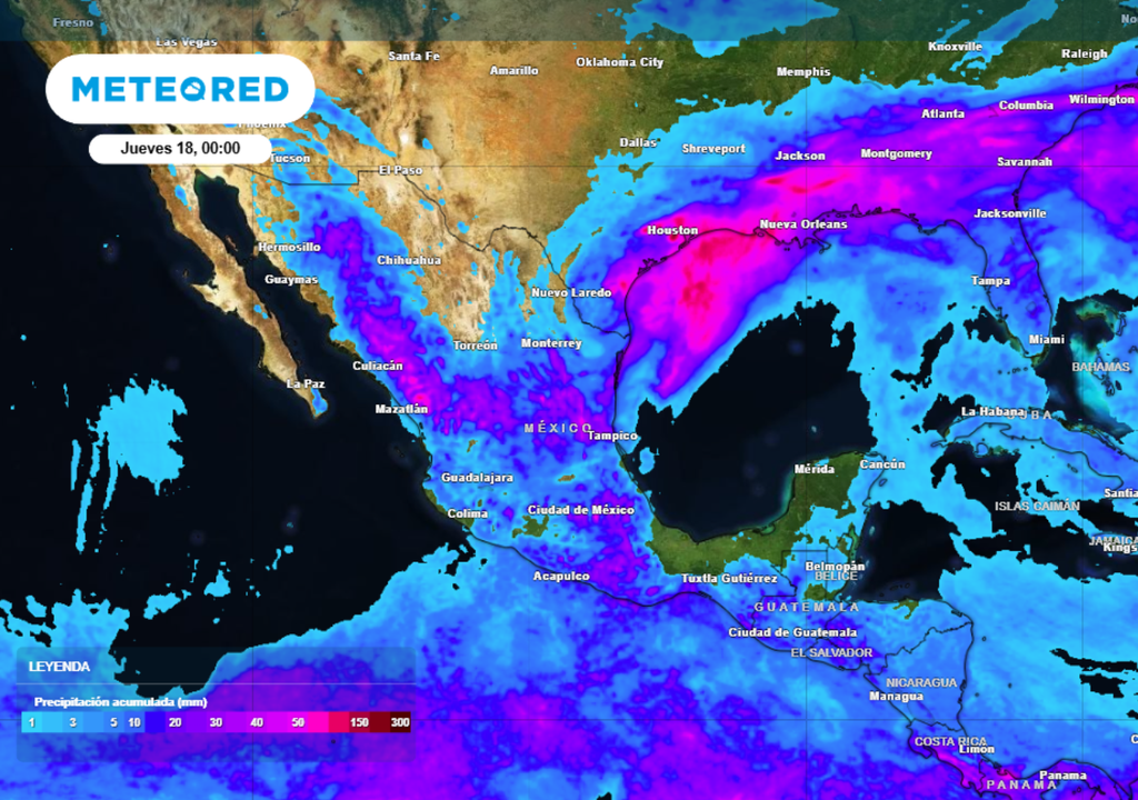 Pronóstico de lluvias para este miércoles en México.