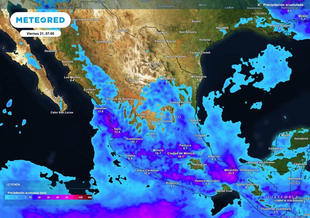 Pronóstico de precipitaciones en milímetros Las lluvias de esta tarde se concentrará en occidente, centro, sur y oriente de 20-50 mm siendo probables granizadas con ráfagas de viento.