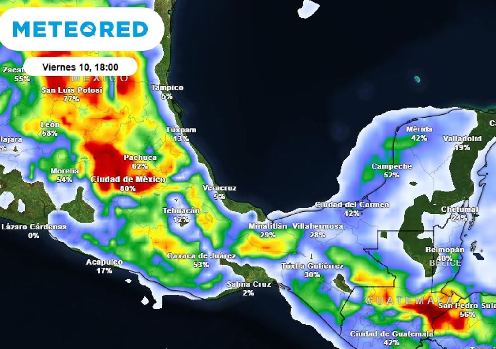 Se mantiene alto potencial de precipitación en el Centro, Sur y Sureste.
