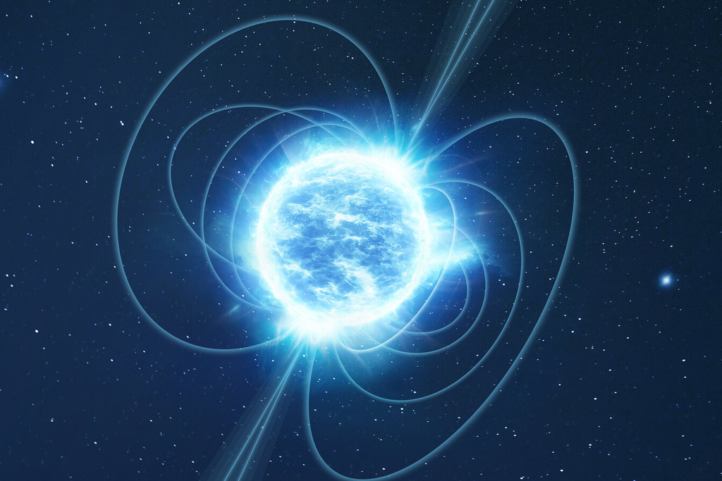 Estrelas de nêutrons são responsáveis por esses eventos e acabam combinando a densidade extrema com intensa emissão de radiação eletromagnética. Crédito: ESA