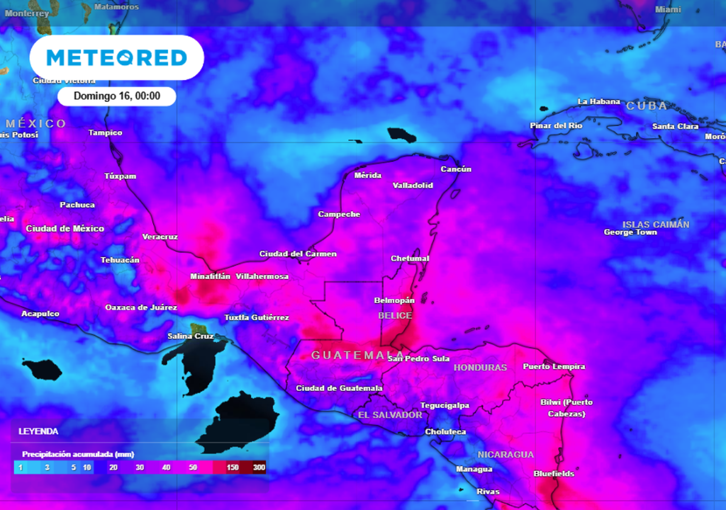 Lluvias Pronóstico de lluvia acumulada para las próximas 96 horas en la Península de Yucatán.