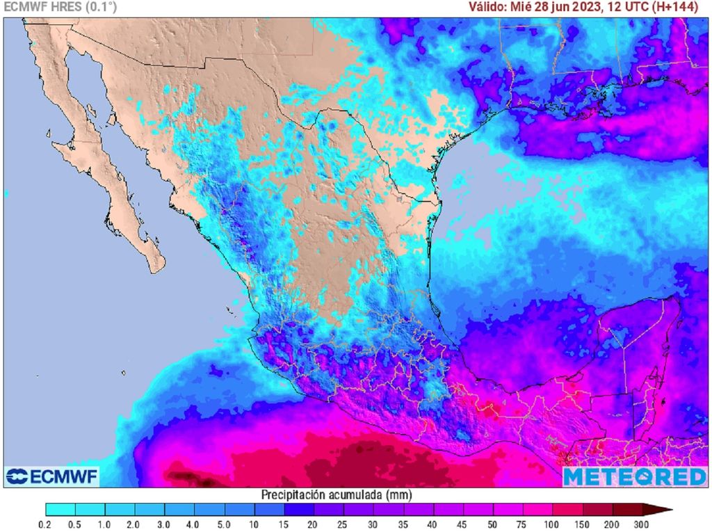 Modelo ECMWF - Acumulado de precipitaciones en milímetros