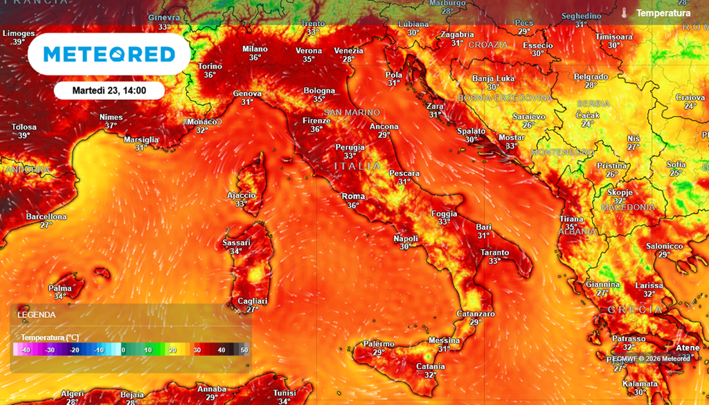 Il caldo si farà sentire martedì 23 giugn0 2026 soprattutto al centro-nord.