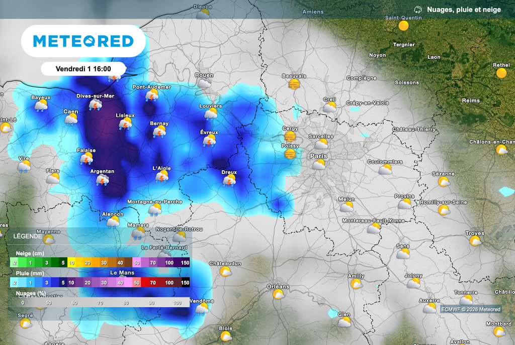 Quelques ondées orageuses en Île-de-France pour le vendredi 1er mai.