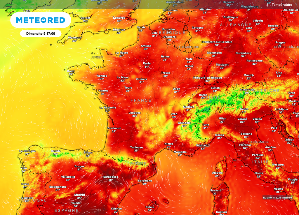 Des températures en baisse sous les orages. Des températures en baisse sous les orages.