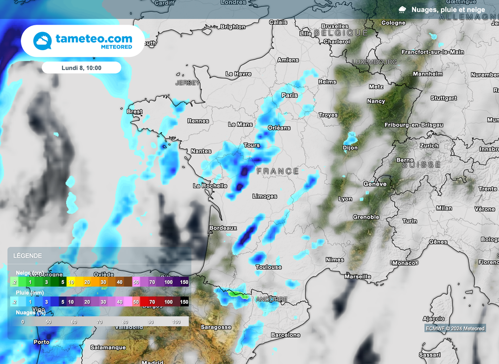 L'instabilité persistera en début de semaine avec un risque orageux lundi matin.