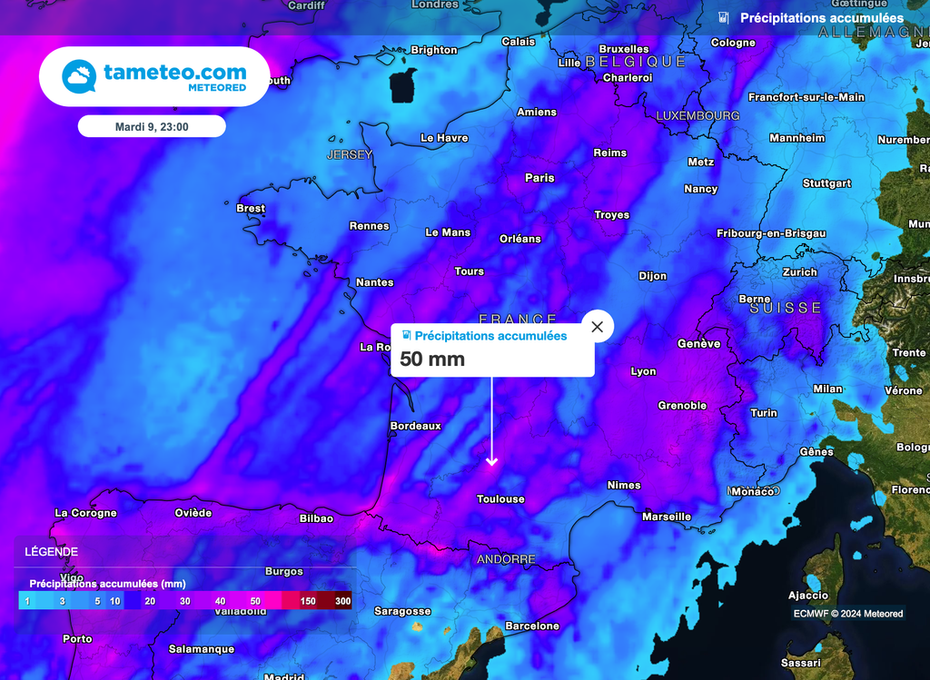 Beaucoup de pluie pourra tomber lors de ces passages instables. On surveillera alors de nouvelles potentielles hausses des cours d'eau.