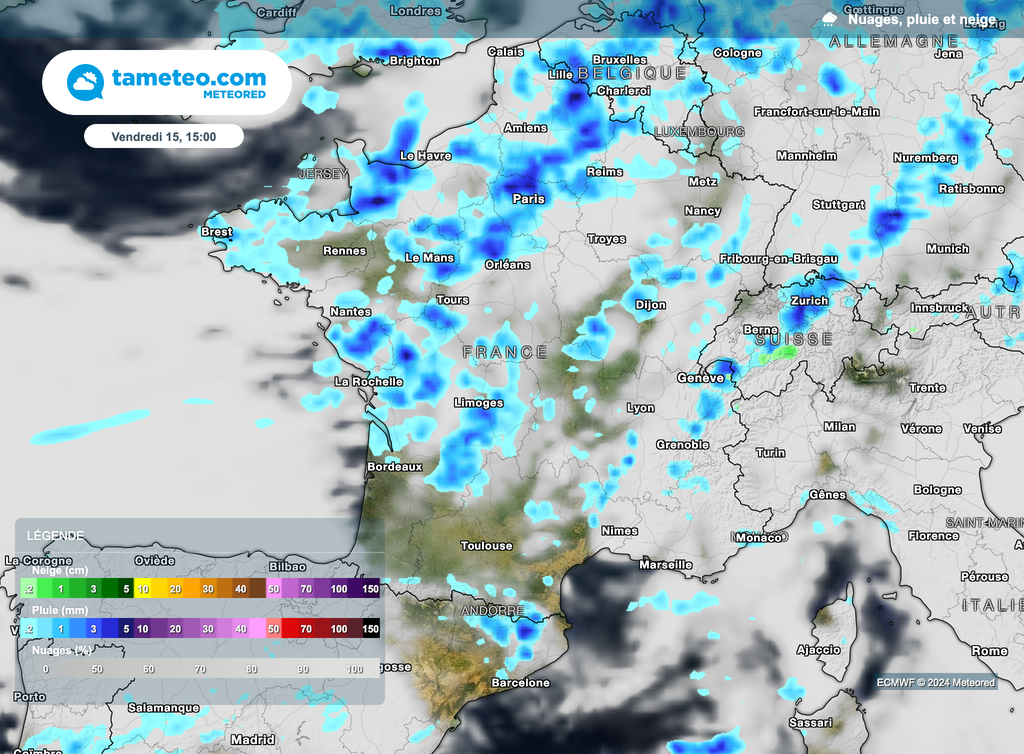 Nombreuses seront les averses parfois orageuses d'ici le courant d'après-midi.
