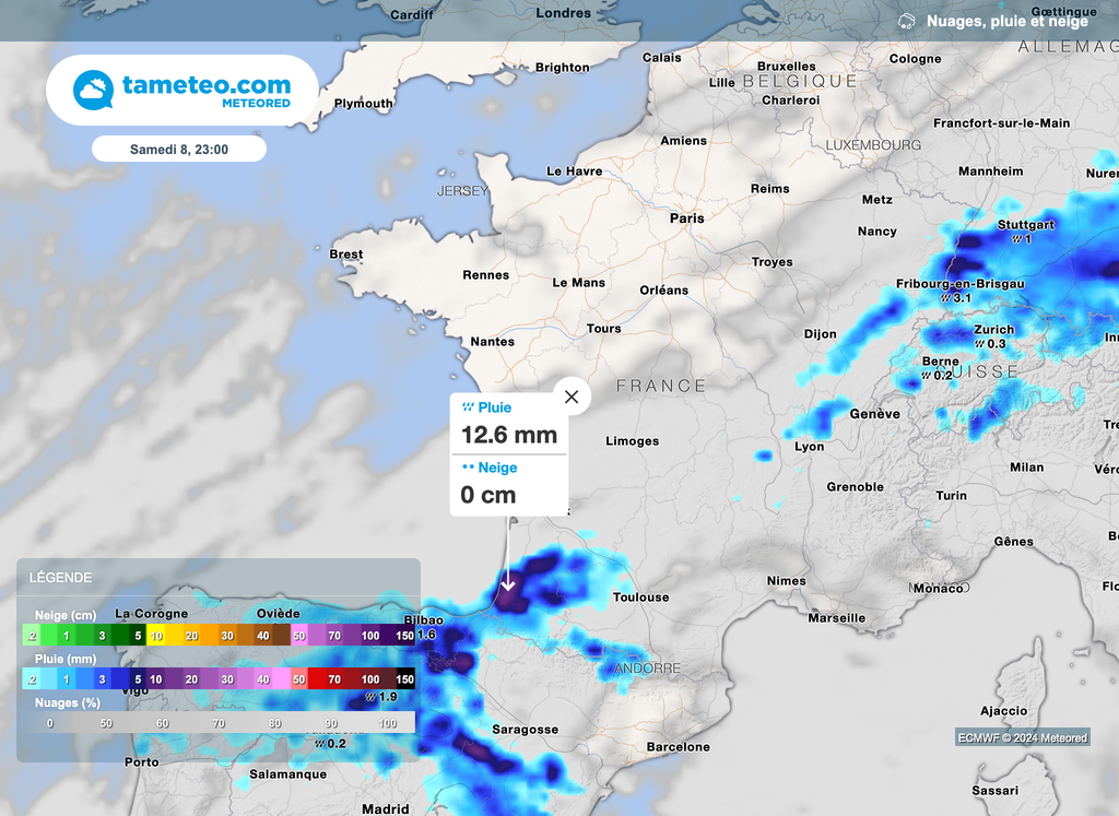 Quelques orages peuvent s'observer ce soir sur le flanc est mais la grosse dégradation est attendue dans le sud-ouest de la France.