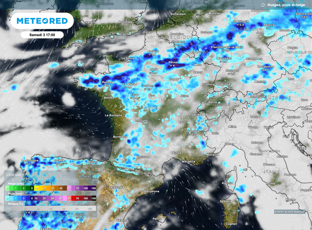 Des intensités pluvieuses qui pourront être parfois marquées sous les cellules orageuses.