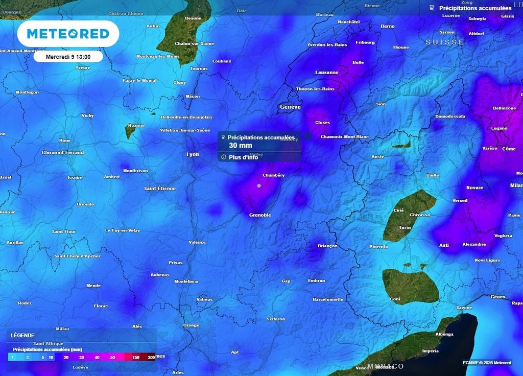 Il pourra tomber plus de 30 mm de pluie sous les orages en direction du nord des Alpes Il pourra tomber plus de 30 mm de pluie sous les orages en direction du nord des Alpes
