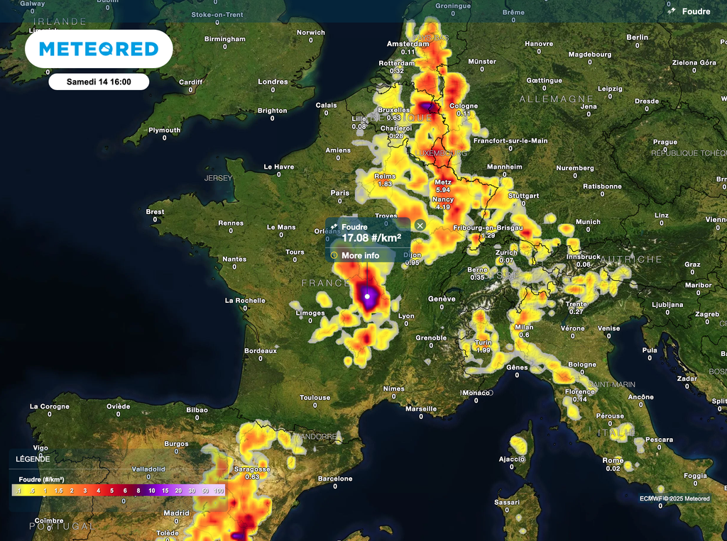 Orages à surveiller dans le nord-est et l'est pour la journée de samedi. Orages à surveiller dans le nord-est et l'est pour la journée de samedi.