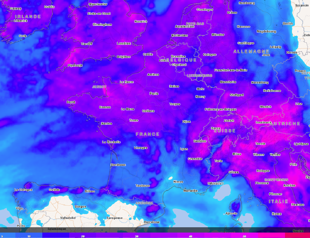 D'ici jeudi, les quantités de pluies seront localement importantes, notamment dans une large moitié nord.