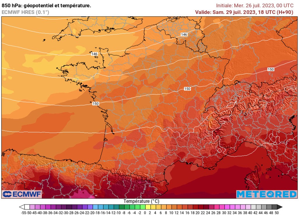 L'air très chaud sera près du pourtour méditerranéen.
