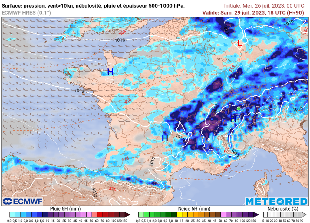 D'ici samedi soir, c'est le Centre-Est qui sera concerné par un risque de forts à violents orages.