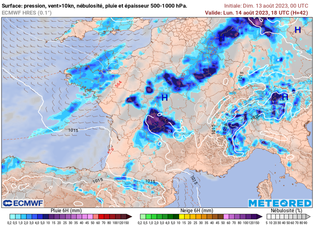 Nombreuses averses et orages au programme de votre lundi sur une grande partie de la France.