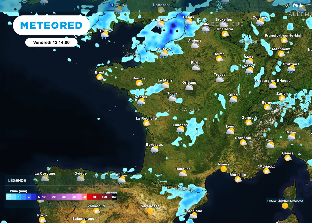 Tendance météo pour ce vendredi après-midi.