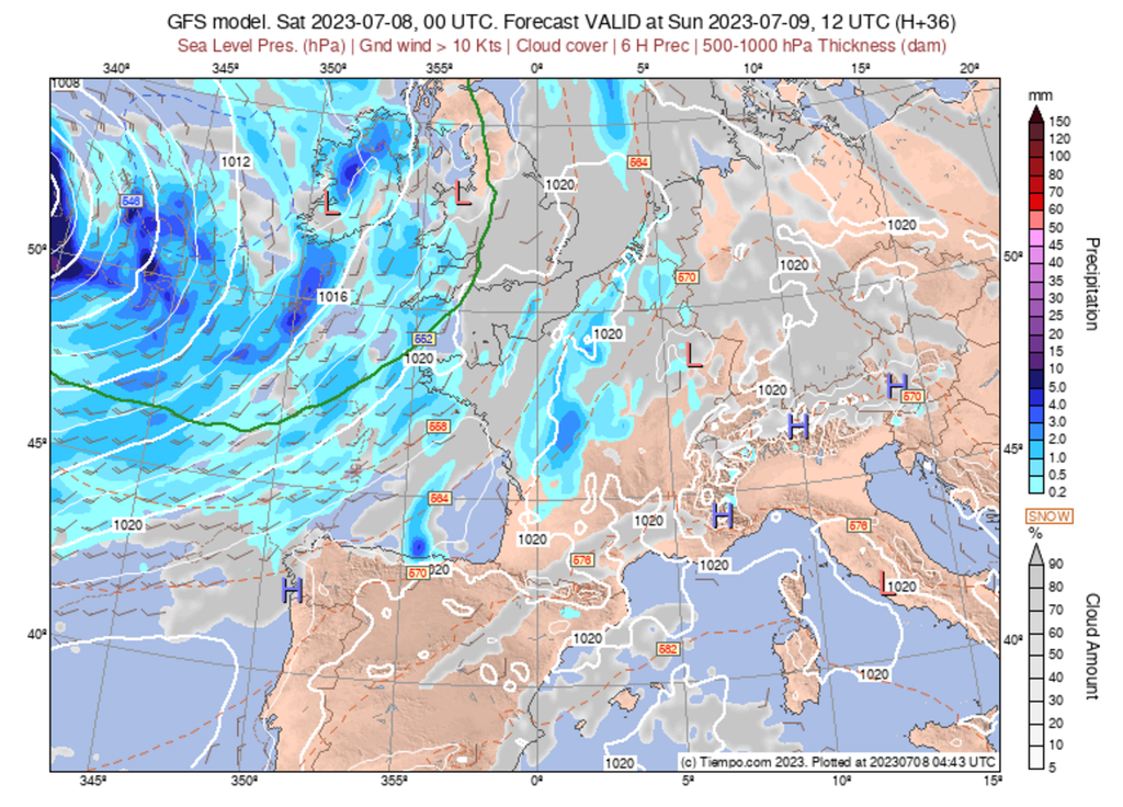 L'instabilité orageuse concernera essentiellement le Nord-Ouest et l'Ouest en première partie de journée de ce dimanche.