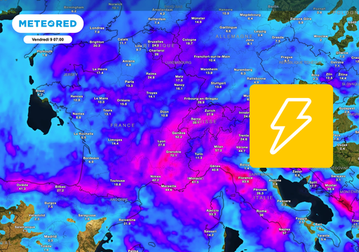 Orages, plus de 20mm : de forts orages sont pr&eacute;vus &agrave; partir de 16 heures dans cinq r&eacute;gions du nord