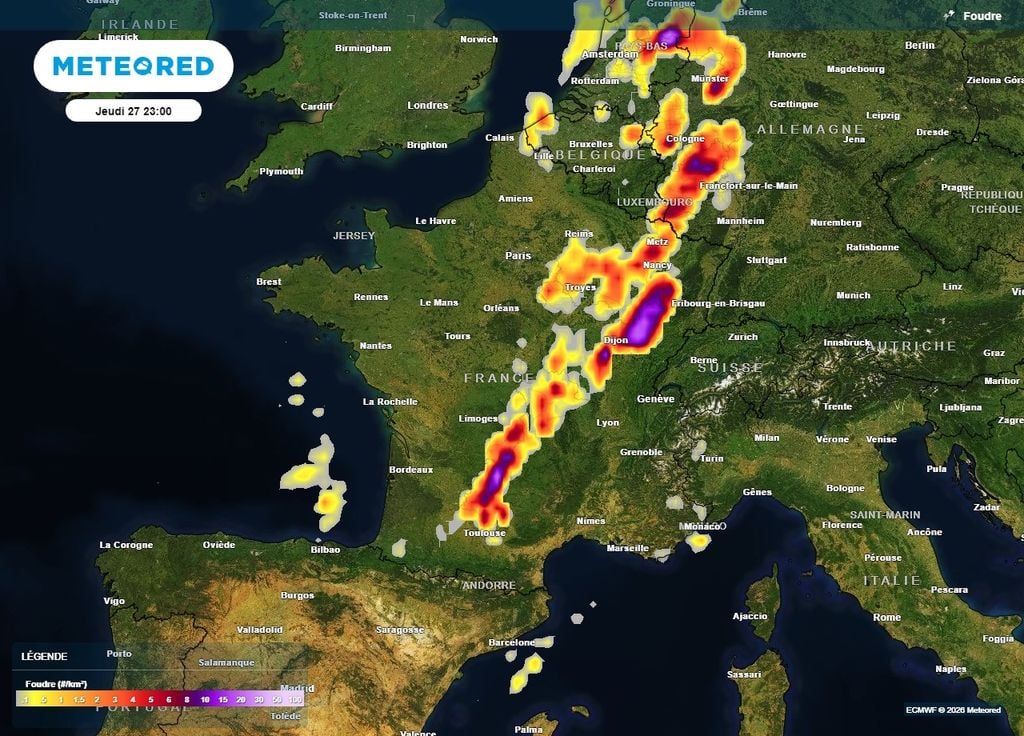 Le risque d'orages violents et de tornades sera plus élevé du Massif Central au nord-est Le risque d'orages violents et de tornades sera plus élevé du Massif Central au nord-est