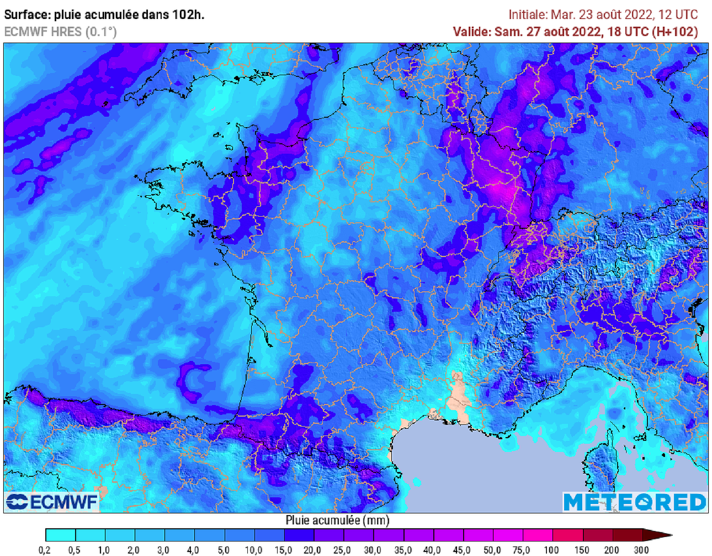 C'est en Normandie, près des Pyrénées et dans l'est du pays où les cumuls de pluie seront les plus conséquents.