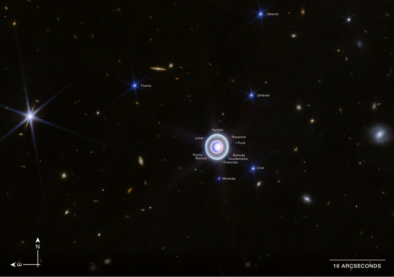 Los anillos de Urano lucen festivos en una imagen épica capturada por el telescopio espacial James Webb