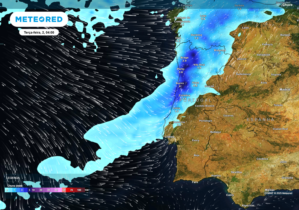 Mapa atmosférico: Chuva