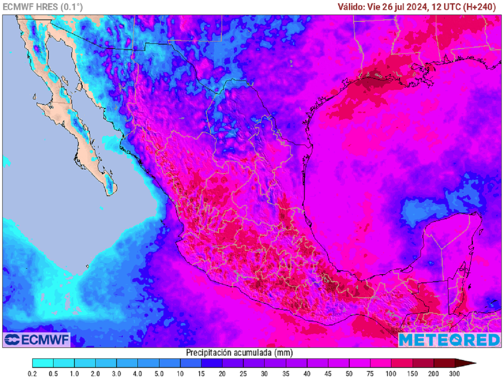 Acumulado de lluvias próximos 10 días, modelo ECMWF Acumulado de lluvias próximos 10 días, modelo ECMWF