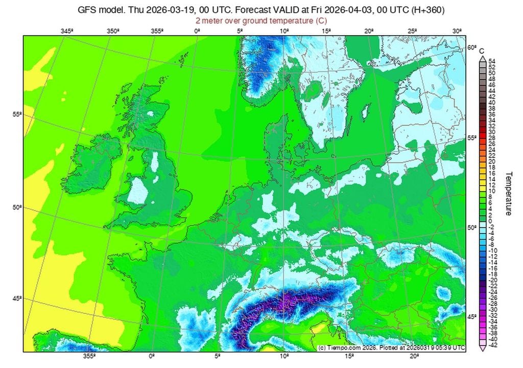Am Karfreitag (3. April) zeigt das GFS-Modell Frost am frühen Morgen. Aus der Winternummer kommen wir also so schnell nicht raus.