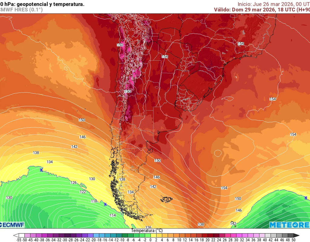 La dorsal cálida en altura se posiciona sobre la zona central. La dorsal cálida en altura se posiciona sobre la zona central, elevando las temperaturas este fin de semana en Santiago y Valparaíso, con valores propios de “veroño” según el modelo ECMWF.