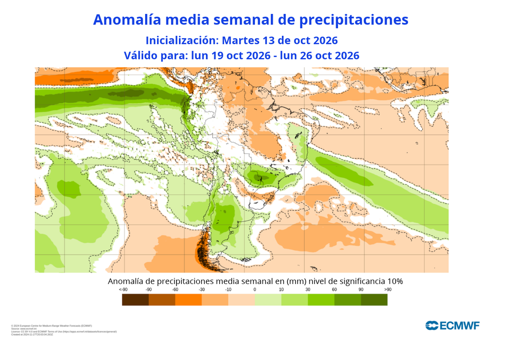Anomalías Desde el próximo lunes 19 podrían regresar las lluvias a Santiago con registros sobre los promedios climatológicos.