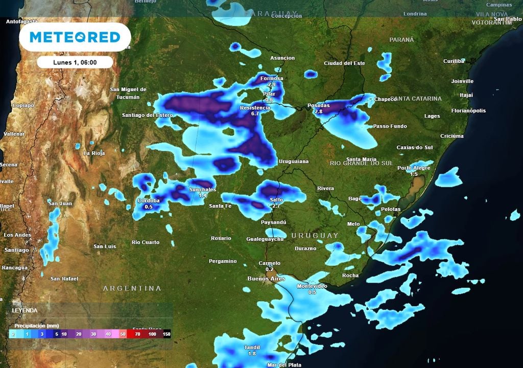 Precipitación lunes Precipitación lunes