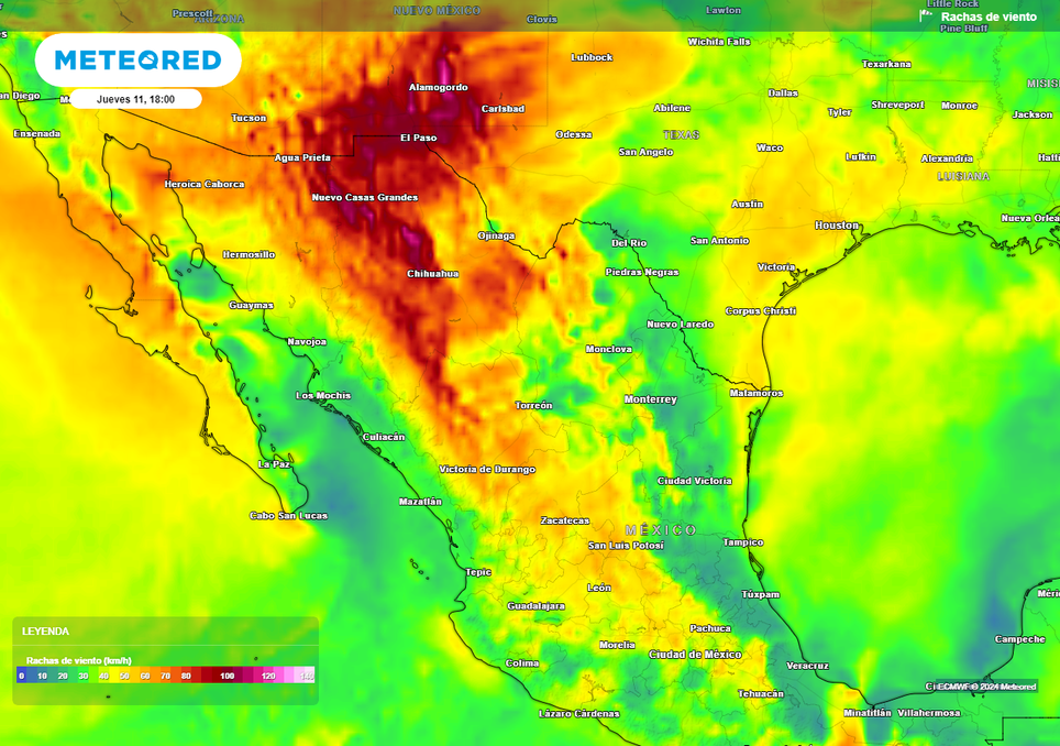 Ráfagas de viento en km/h