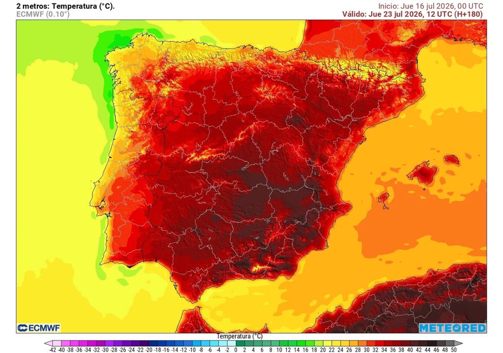 Según la última salida del modelo europeo, el jueves 23 de julio podrían volver a superarse los 40 ºC en amplias zonas del sur peninsular.
