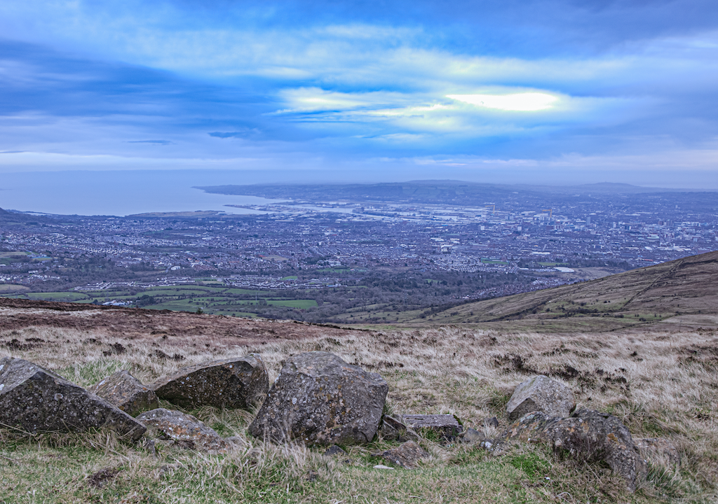 Belfast can be viewed from Divis Mountain - a popular beauty spot for walkers.