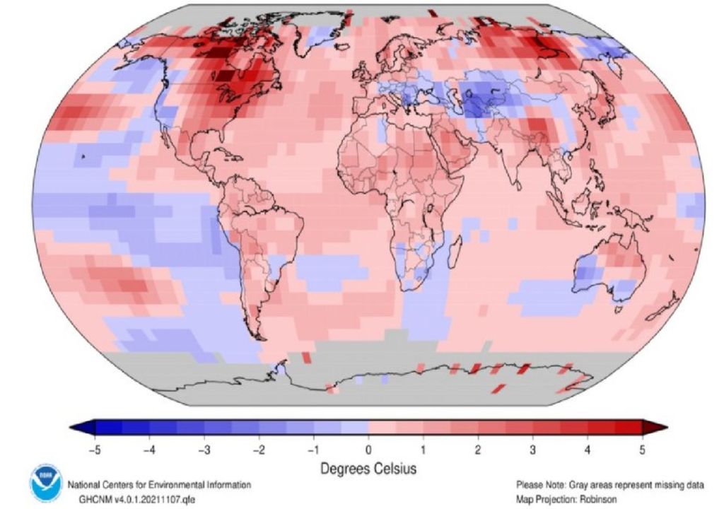 October 2021 was one of the world's hottest ever